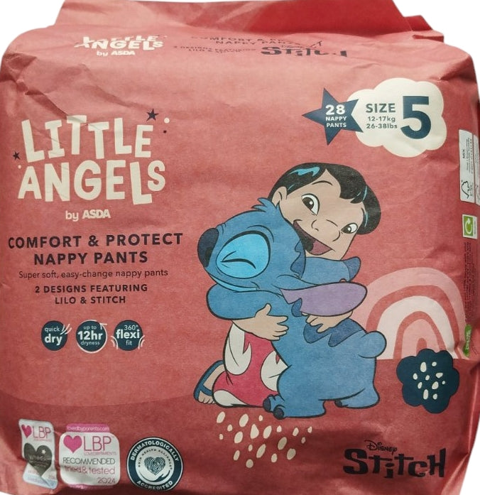 Asda Little Angels Comfort & Protect Baby Diaper Pants, Size 5, 28 pcs, 12-17 kg