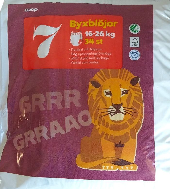 Coop Size 7 Baby Pull-Up Diaper Pants, 16-26 kg, 34 pcs - Image 2