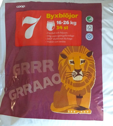 Coop Size 7 Baby Pull-Up Diaper Pants, 16-26 kg, 34 pcs - Image 2
