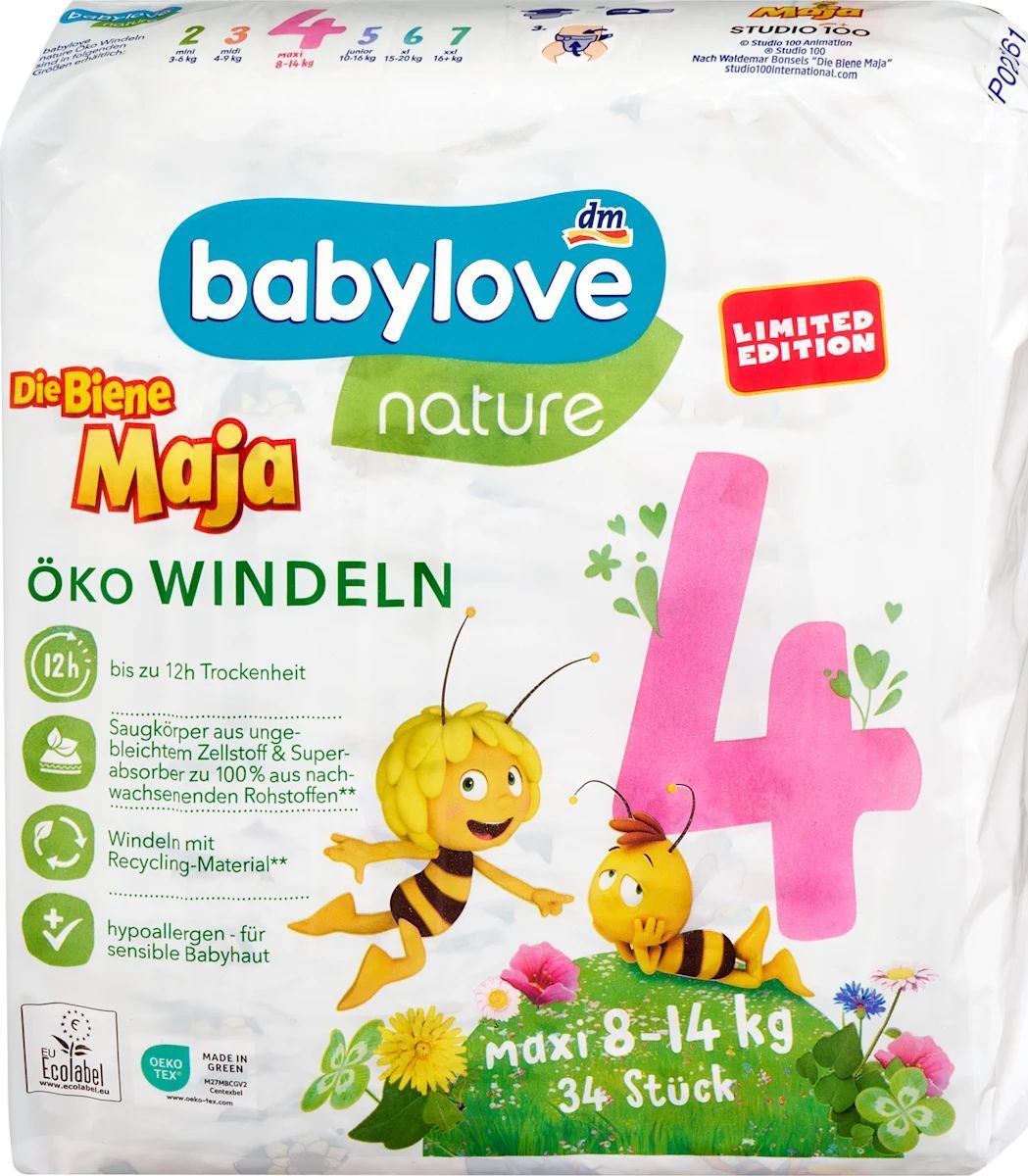 Babylove Nature Baby Diapers, Size 4, 34 pcs, 8-14 kg