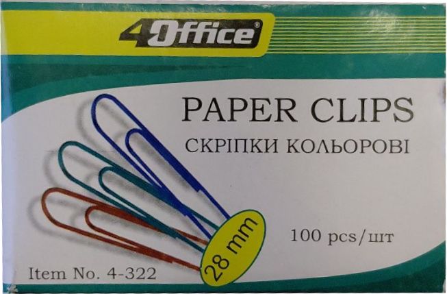 4Office 4-322 Colored Metal Paper Clips, 100 pcs - Image 2