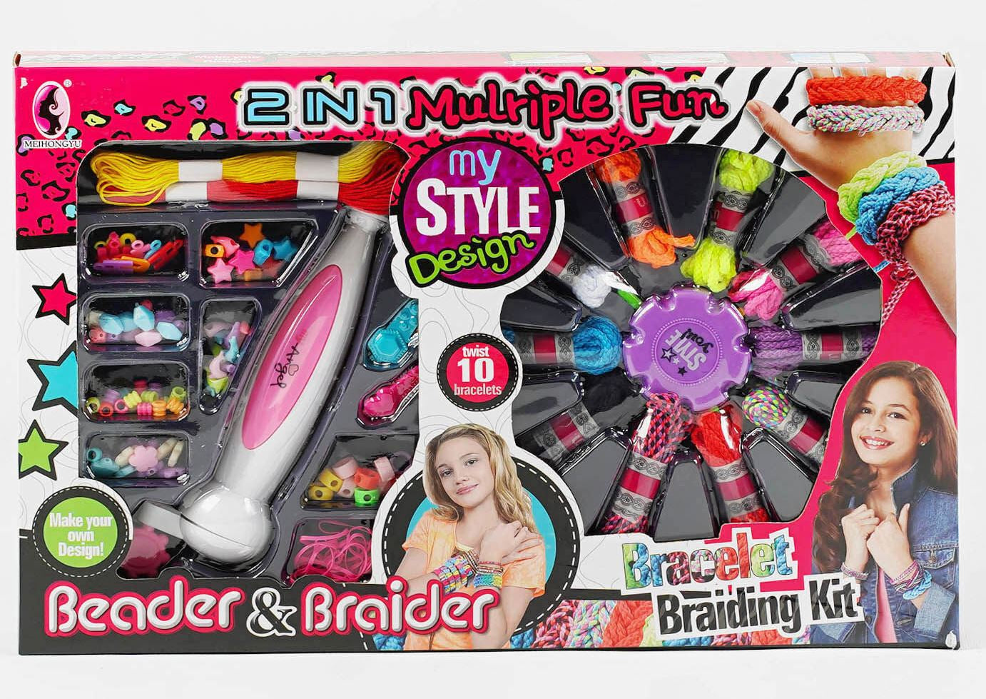 My Style Design LV 557 Bracelet-Weaving Play Set with Tools, Elastic Bands, Cords & Decorations