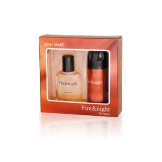Jean Marc Fire-Night Men's Gift Set: Aerosol Deodorant 150 mL & Aftershave Lotion 100 mL