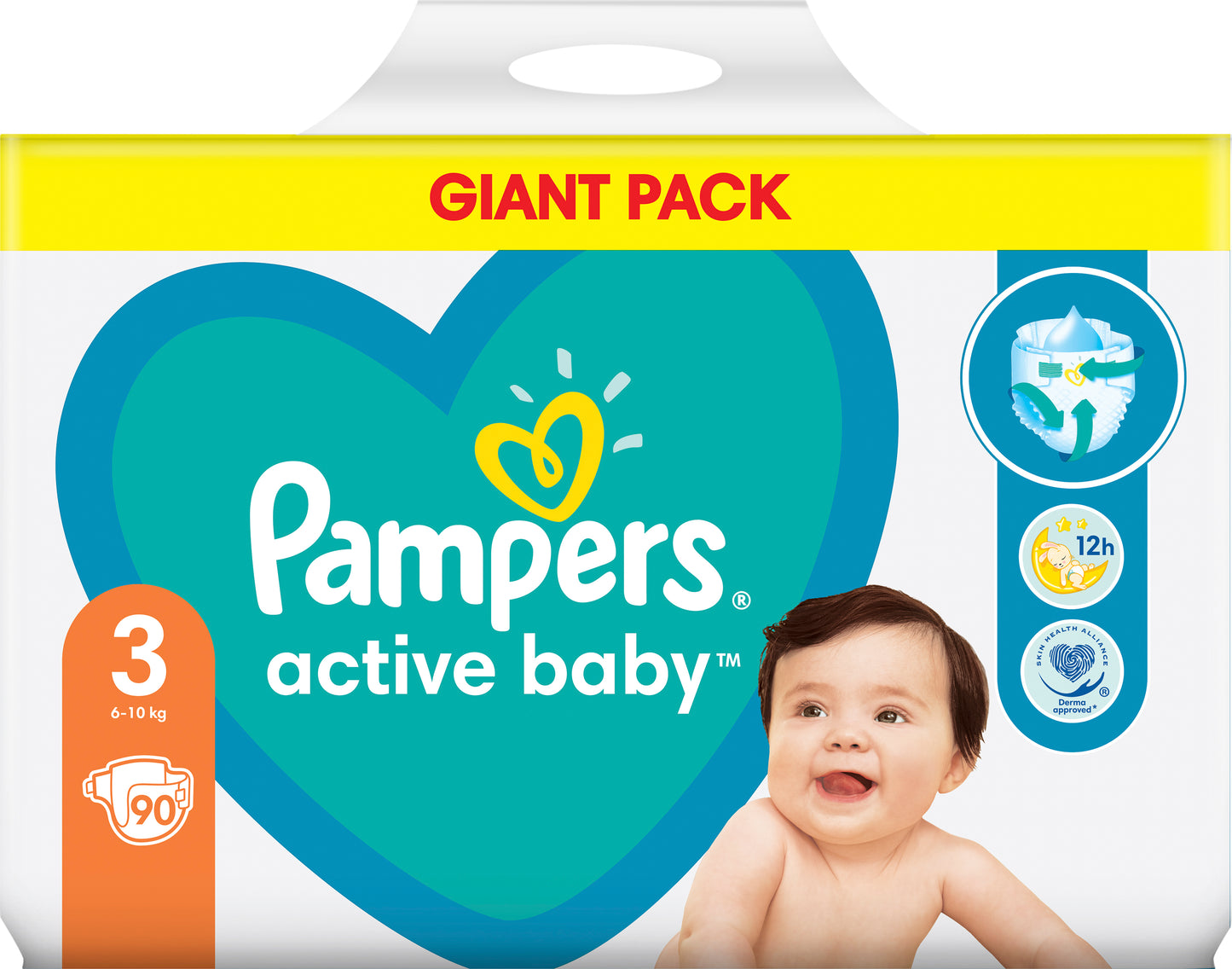 Pampers Active Baby Size 3 Baby Diapers, 6-10 kg, 90 pcs