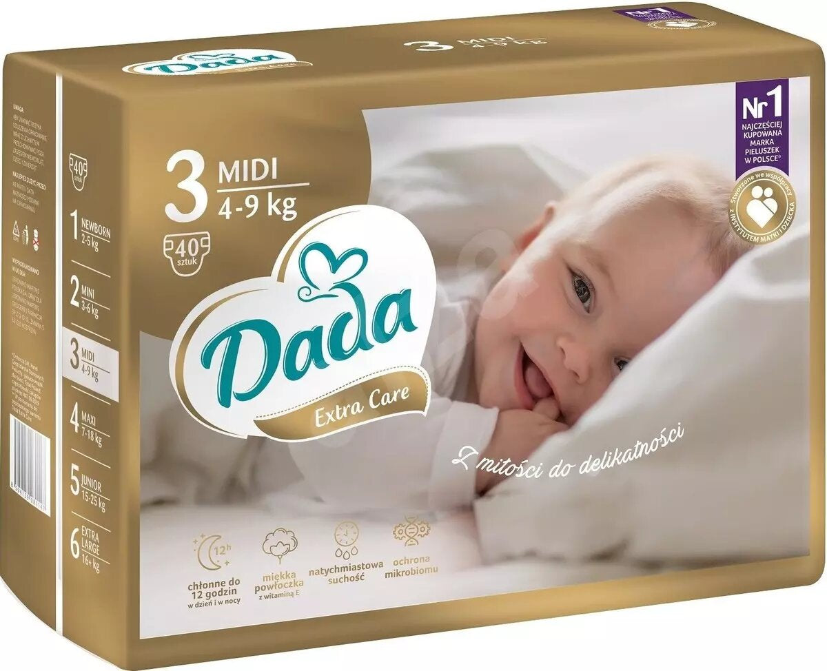 Dada Extra Care GOLD (3) Midi Baby Diapers, 40 pcs, 4-9 kg