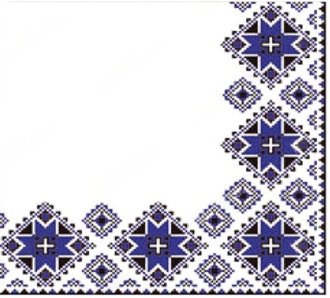 La Fleur Navy Embroidery 2-Ply Table Napkins, 16 pcs, 33 x 33 cm
