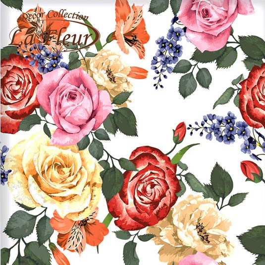 La Fleur Wonderful Roses 2-Ply Table Napkins, 16 pcs, 33 x 33 cm