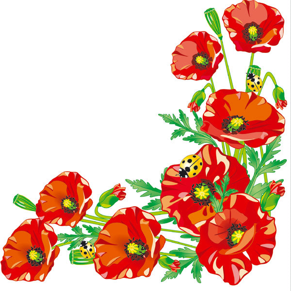 La Fleur Poppy Field 2-Ply Table Napkins, 16 pcs, 33 x 33 cm