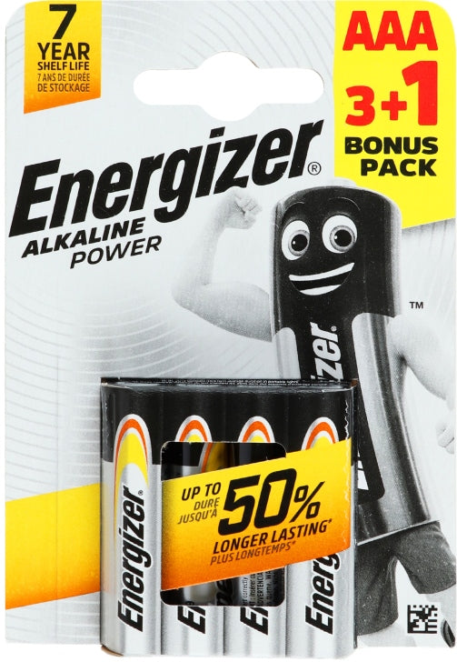 Energizer Alkaline Power AAA Batteries, 4 pcs (Price per 1 pc)