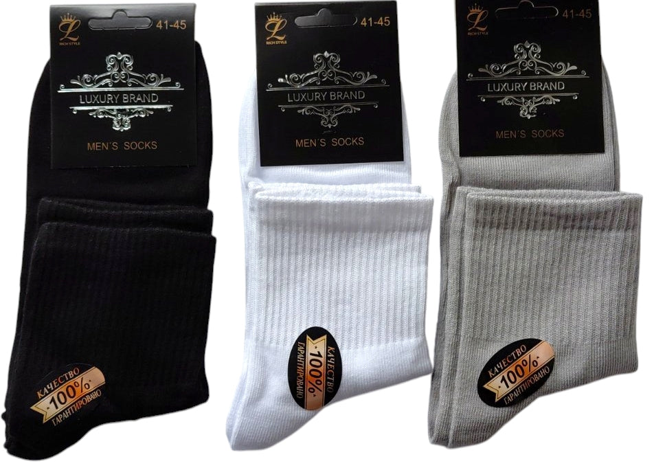 L Luxury Brand Men's Crew Socks, Size 41-45