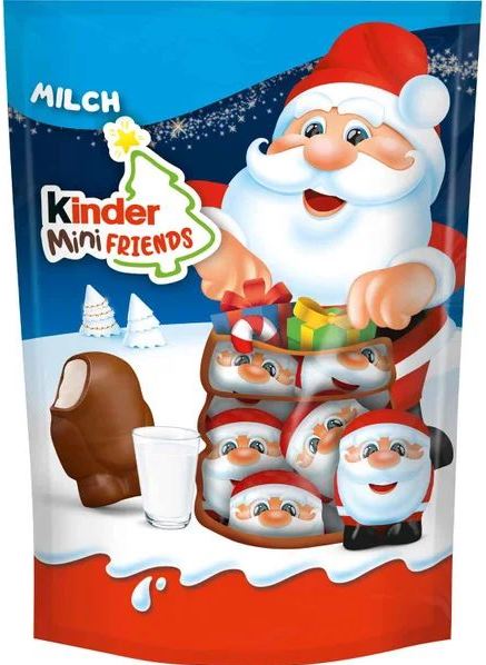 Kinder Mini Friends Santa Candy with Milk Chocolate & Milk Filling, Bag, 122 g