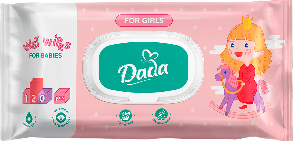 Dada Baby Wet Wipes For Girls, 120 pcs