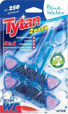 Tytan Blue Water 4-in-1 Hanging Toilet Block, 2 x 40 g