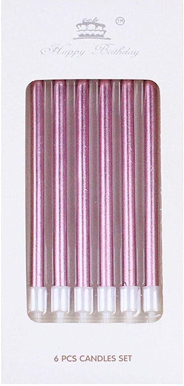 7376-4-R Happy Birthday Thin Candles, 6 pcs