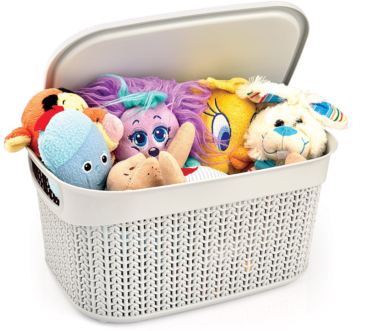 Ucsan Plastik M-1089 Knit-Pattern Basket with Lid, 33 x 24.2 x 16.5 cm, 9 L