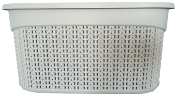 Ucsan Plastik M-1089 Knit-Pattern Basket with Lid, 33 x 24.2 x 16.5 cm, 9 L - Image 2