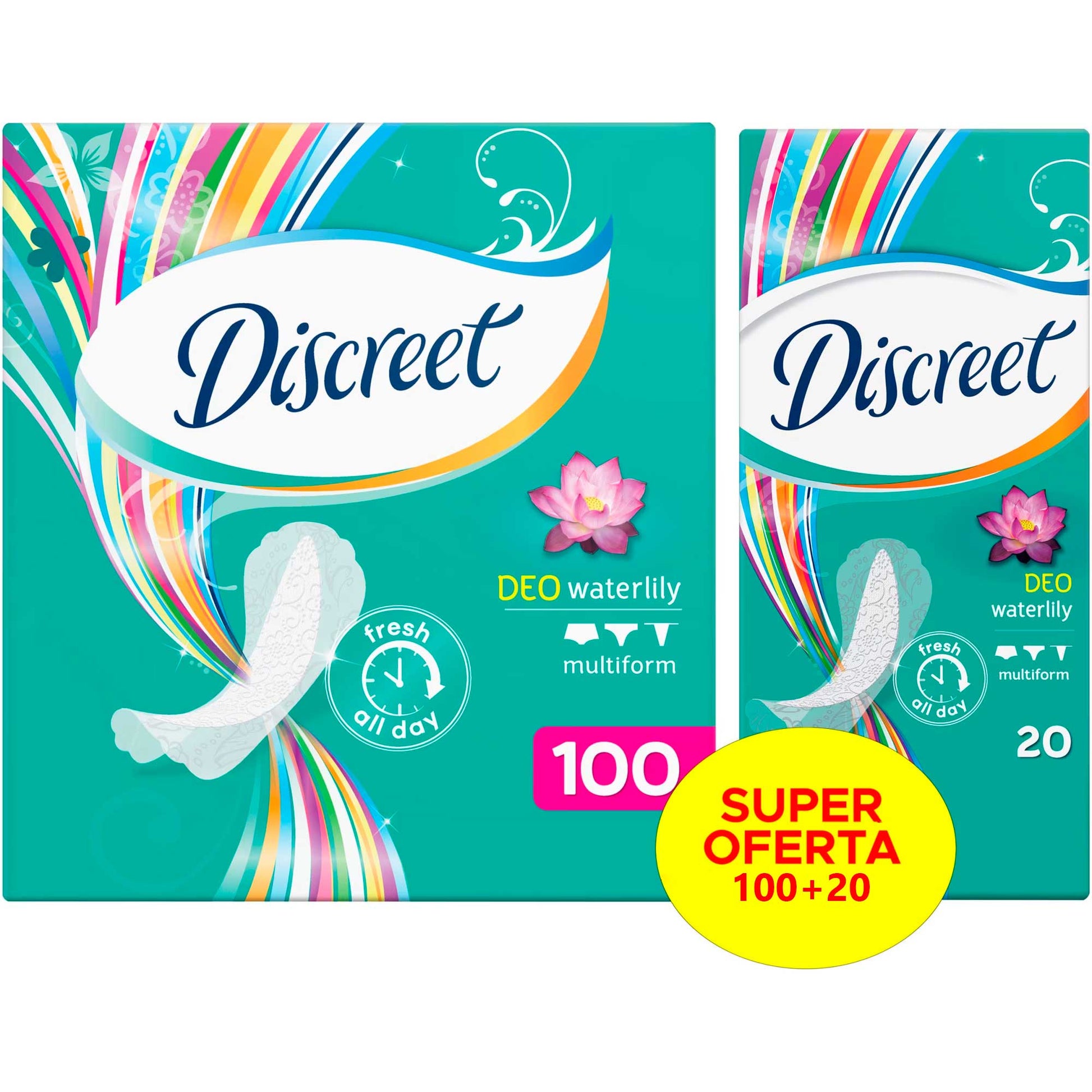 Discreet Multiform Deo Water Lily Panty Liners, 100 + 20 pcs - Image 2