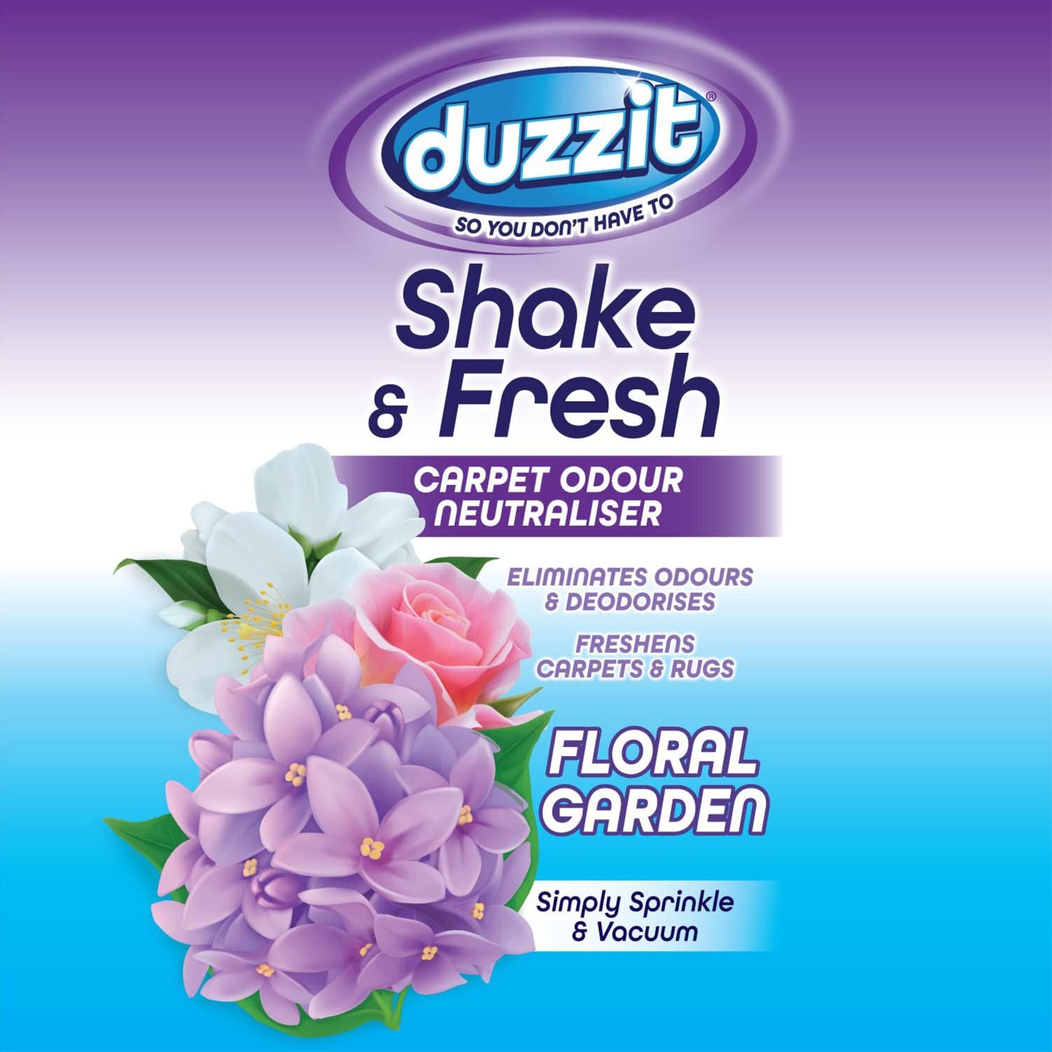 Duzzit Shake & Fresh Flower Garden Odor-Neutralizing Carpet Freshener, 500 g - Image 2