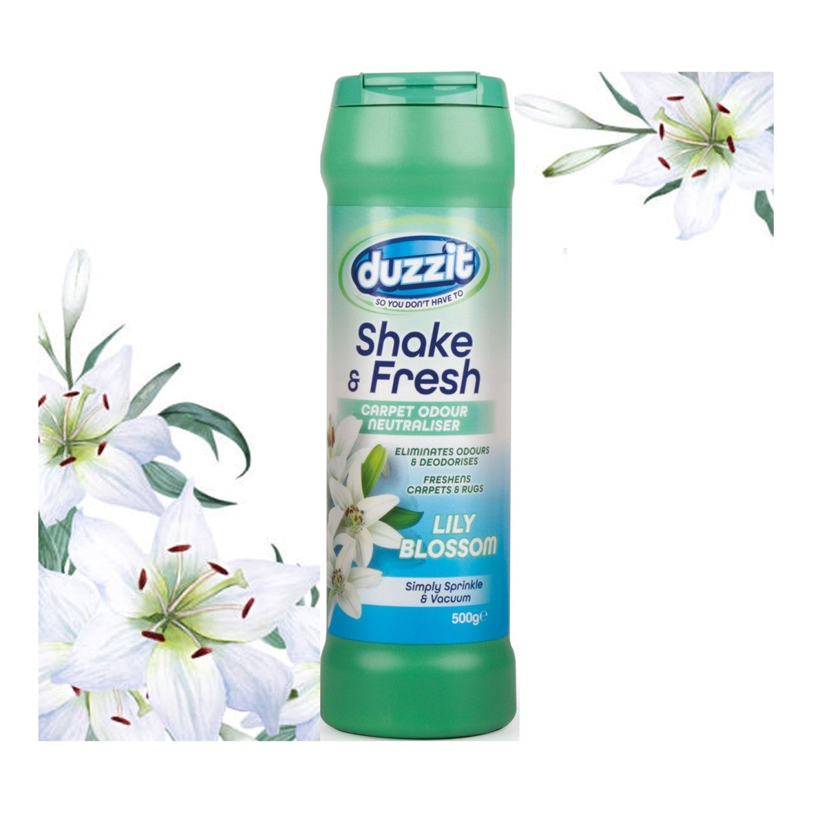 Duzzit Shake & Fresh Lily Odor-Neutralizing Carpet Freshener, 500 g - Image 2
