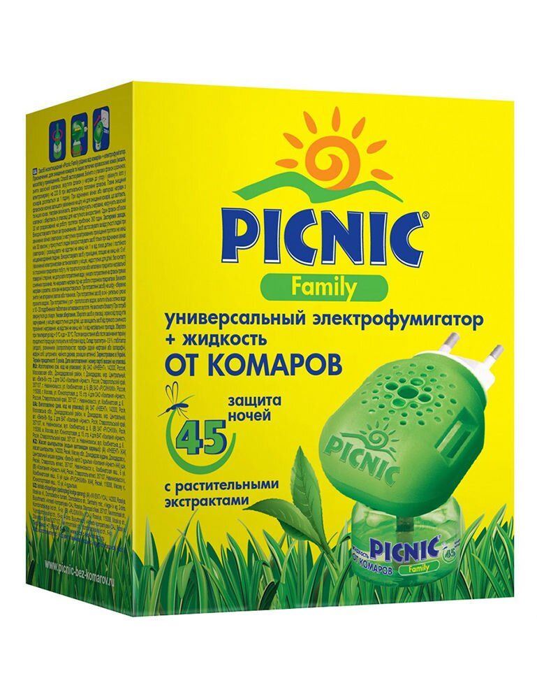 Picnic Family Mosquito Fumigator Set with Liquid, 45 Nights, 30 mL