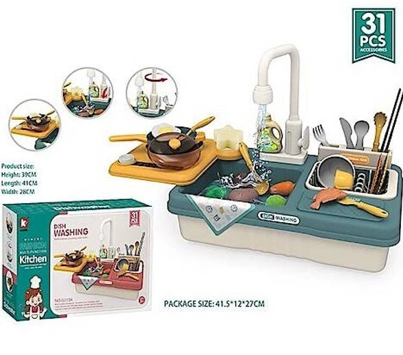 Kaidile G773A Battery-Operated Play Kitchen Set, 31 pcs