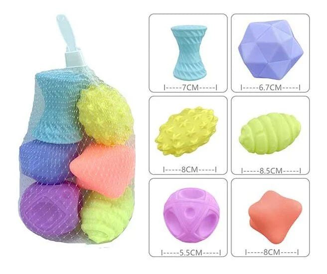 1123 A Sensory Squeaky Balls in Net, 6 pcs
