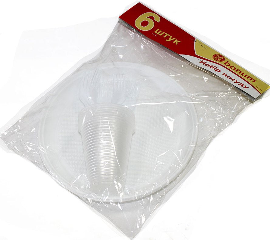 Disposable Plastic Tableware Set for 6 People
