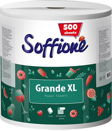 Soffione XL 2-Ply Paper Towels, 1 Roll, 500 Sheets