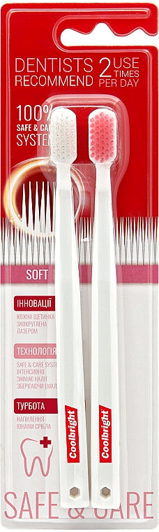 Coolbright Safe & Care Soft Toothbrush, 2 pcs