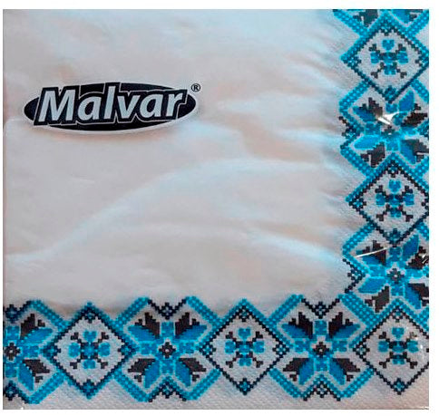 Malvar Blue Embroidered Pattern 2-Ply Table Napkins, 30 x 30 cm, 40 pcs