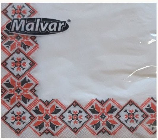 Malvar Red Embroidered Pattern 2-Ply Table Napkins, 30 x 30 cm, 40 pcs
