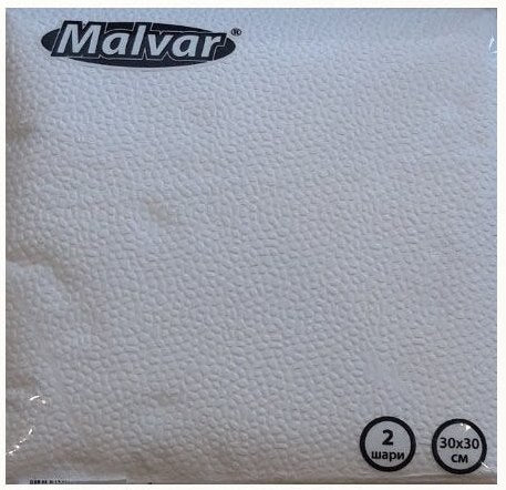 Malvar White 2-Ply Table Napkins, 30 x 30 cm, 40 pcs