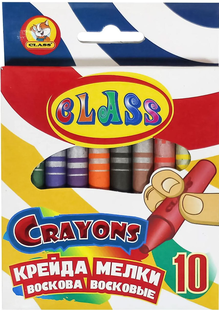 Class 7602C Wax Crayons, 10 Colors