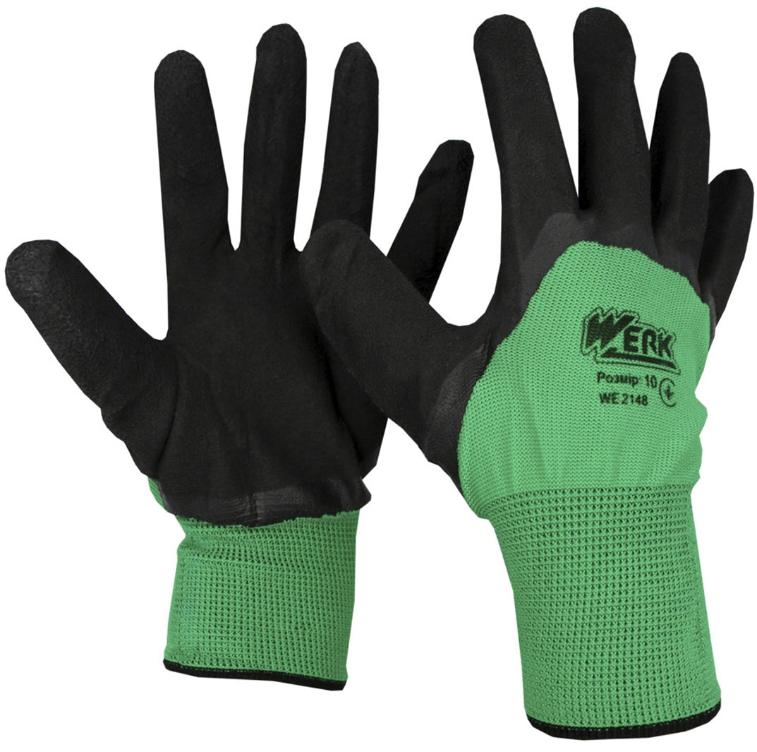Werk WE2148 Green Latex-Coated Work Gloves, Size 10