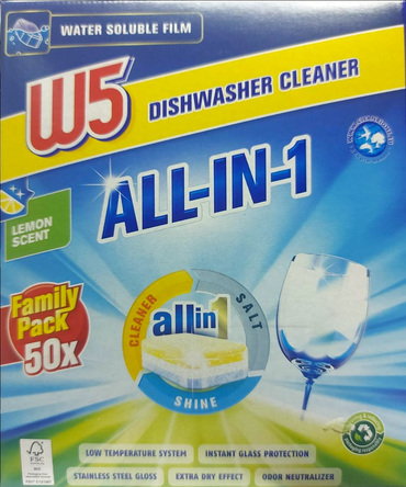W5 All-in-1 Lemon Scent Dishwasher Tablets, 50 pcs (Price per 1 pc) - Image 2