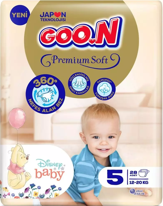 Goo.N Premium Soft Size 5 Baby Diapers, 12-20 kg, 28 pcs