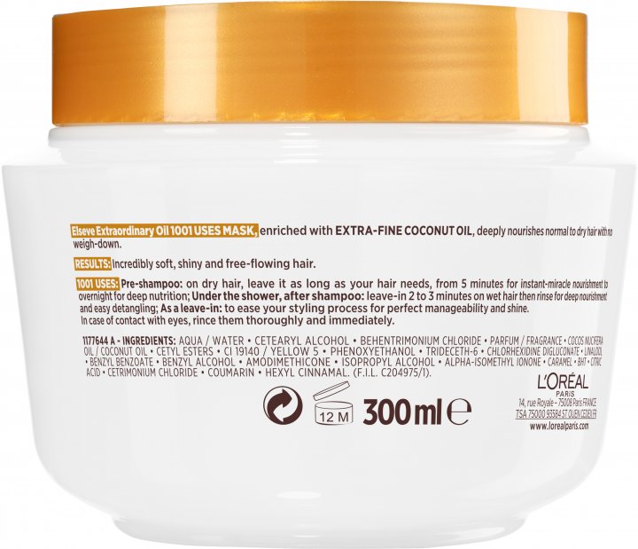 L'Oreal Paris Elseve Coconut Oil Luxury Hair Mask, 300 mL - Image 2