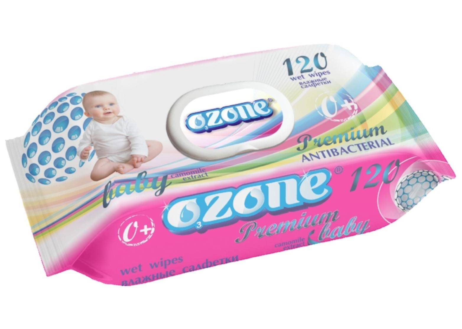 Ozone Premium Antibacterial Chamomile Kids Wet Wipes with Lid, 120 pcs