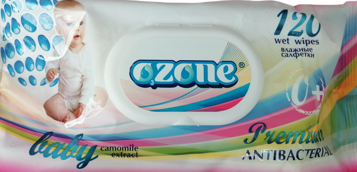 Ozone Premium Antibacterial Chamomile Kids Wet Wipes with Lid, 120 pcs - Image 2