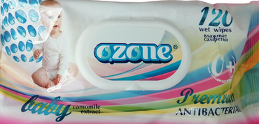 Ozone Premium Antibacterial Chamomile Kids Wet Wipes with Lid, 120 pcs - Image 2