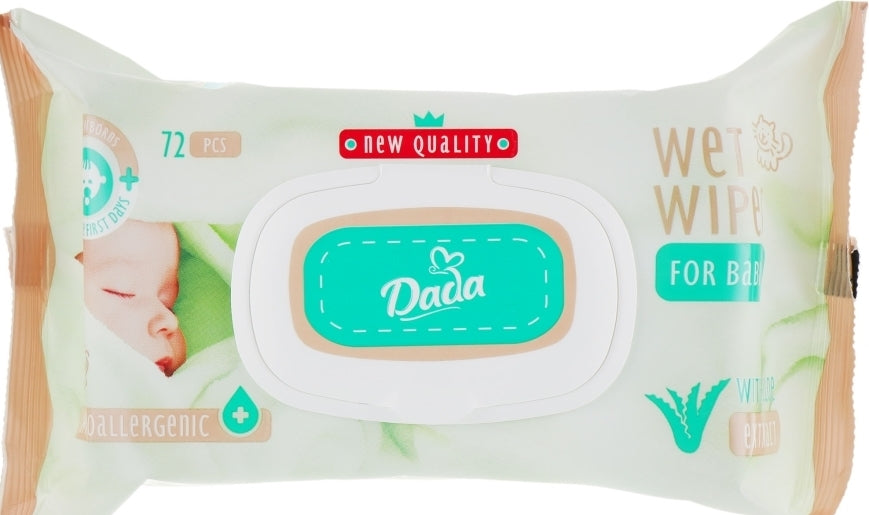 Dada Kids Wet Wipes with Aloe Extract & Lid, 72 pcs