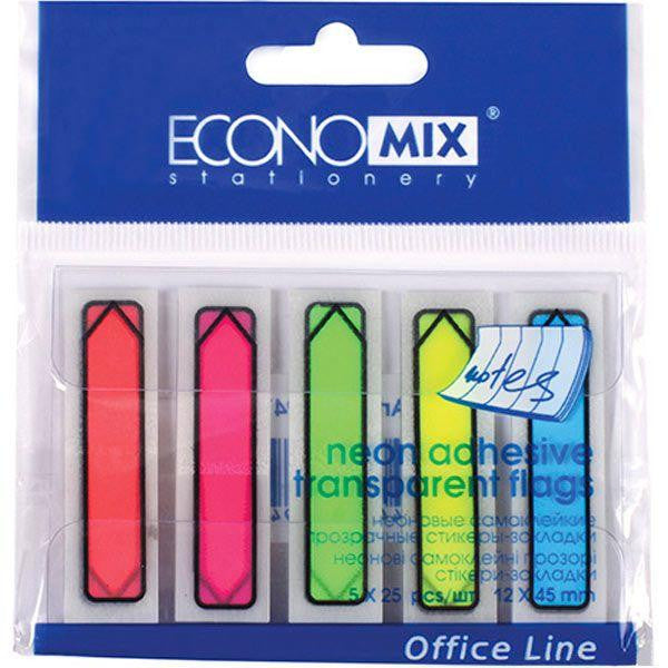 Economix 20947 Self-Adhesive Plastic Page Markers, 5 x 25 pcs