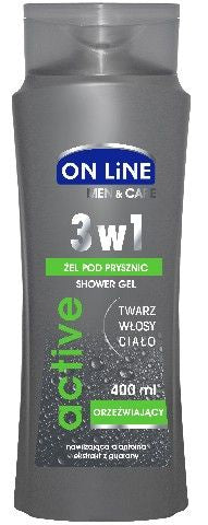 On Line Men's Active 3-in-1 with Allantoin & Guarana Shower Gel, 400 mL