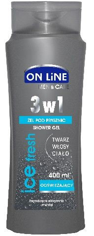 On Line Men's Ice Fresh 3-in-1 with Allantoin & Menthol Shower Gel, 400 mL