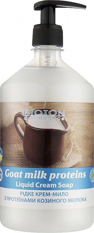 Bioton Cosmetics Goat Milk Protein Liquid Cream Hand Soap with Pump, 1 L