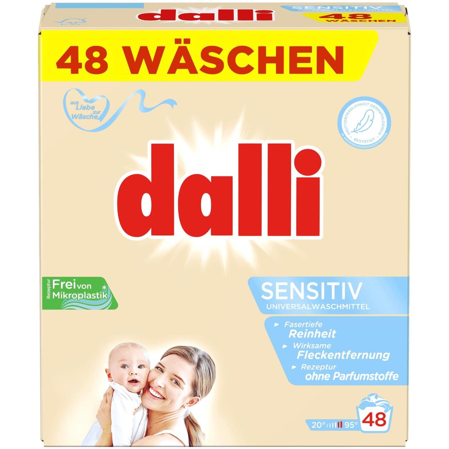Dalli Sensitive Kids Laundry Detergent Powder, 48 Loads, 3.12 kg
