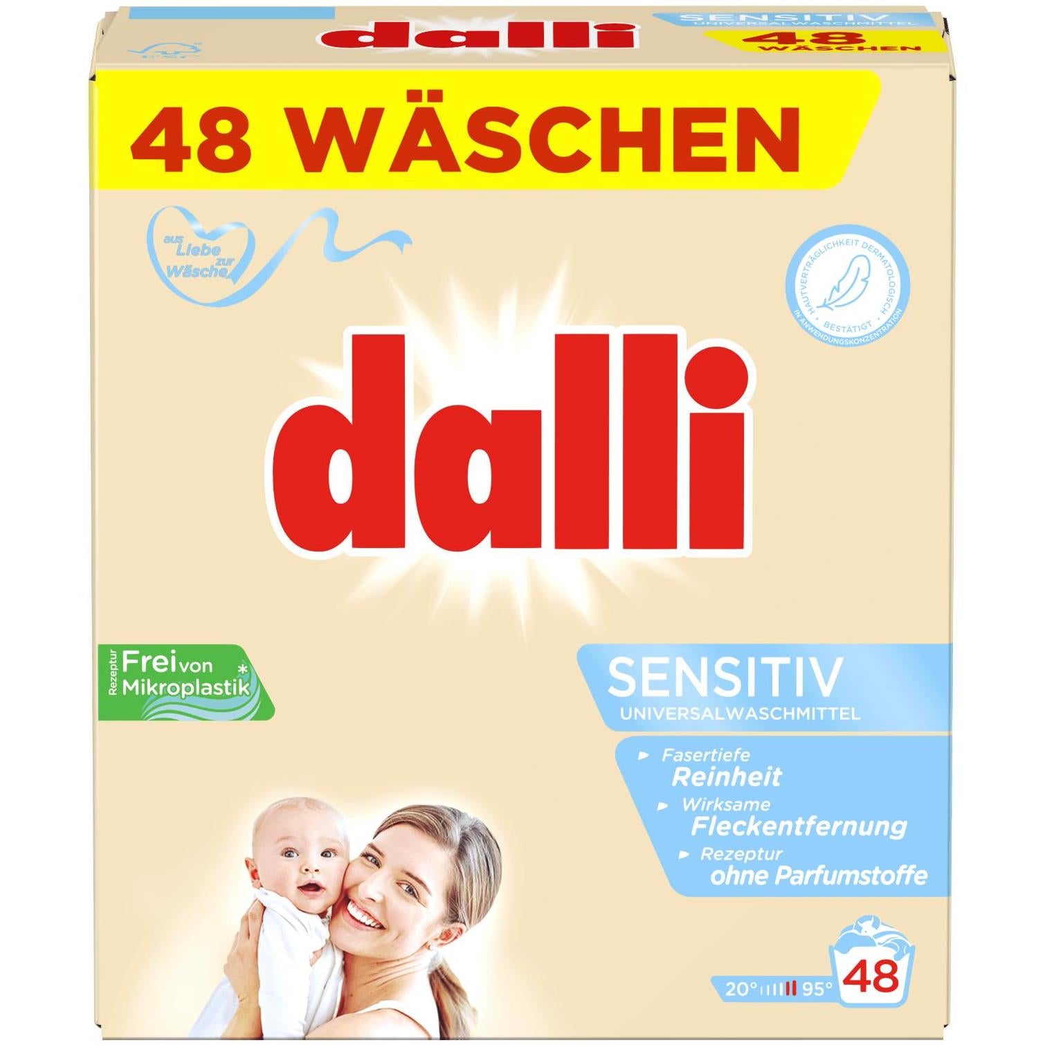 Dalli Sensitive Kids Laundry Detergent Powder, 48 Loads, 3.12 kg