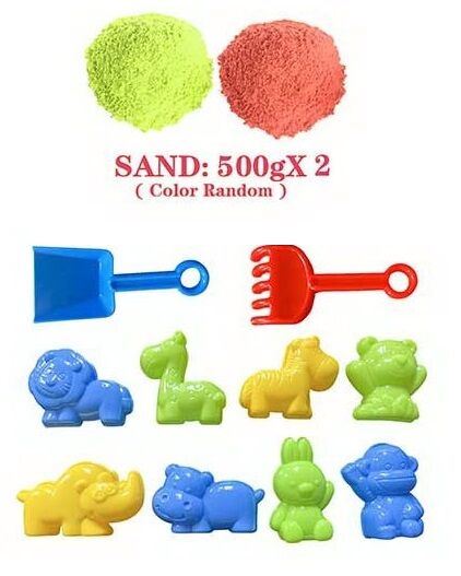 Modeling Sand 3386 B9 Kinetic Sand Set with 2 Colors, 8 Molds & Tools, 1 kg