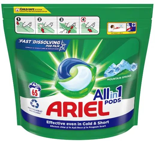 Ariel Pods Mountain Spring Laundry Detergent Pods, 65 pcs (Price per 1 pc)