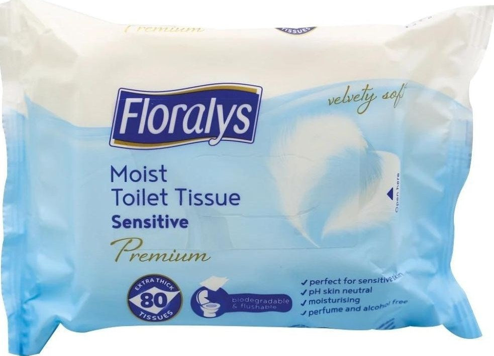 Floralys Sensitive Premium Moist Toilet Tissue, 80 pcs